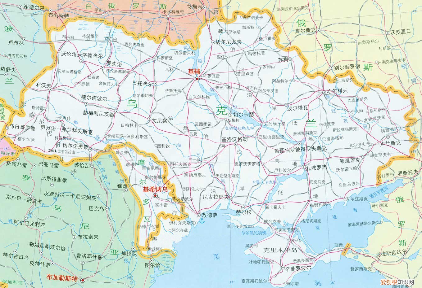 乌克兰位于欧洲东部 乌克兰在世界地图的哪个位置