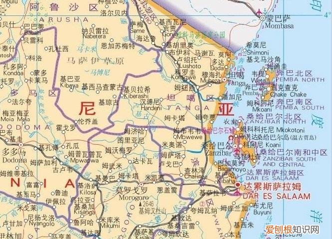坦桑尼亚地图,坦桑尼亚行政区划地图