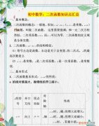 二次函数中考压轴题知识点汇总 初中数学二次函数知识点归纳