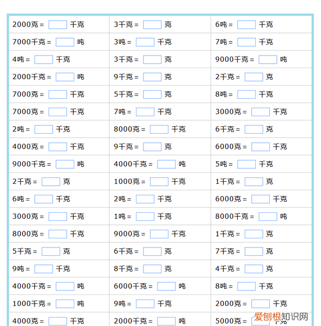 重量单位的换算练习题21000道