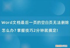 word最后一页空白但是删除不了怎么办