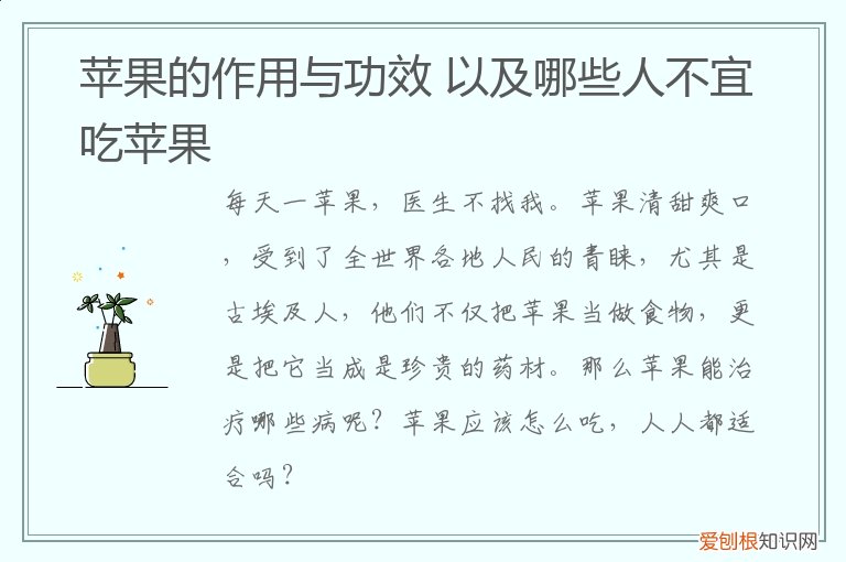 吃苹果有哪些作用? 苹果的作用与功效,哪些人不宜吃苹果