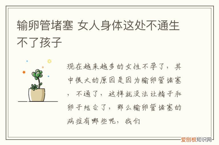 输卵管堵塞 女人身体这处不通生不了孩子