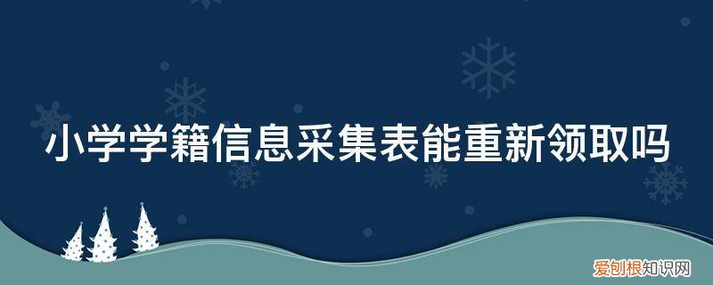 新生学籍信息采集 小学学籍信息采集表能重新领取吗