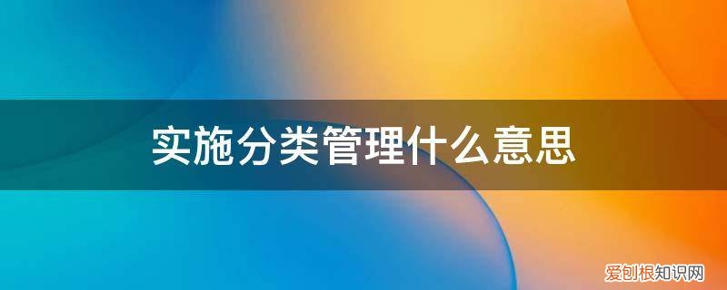 按照分类管理 实施分类管理什么意思