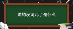 帅的组词是什么意思啊 帅的没词儿了是什么