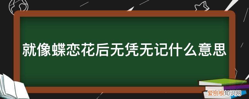 就像蝶恋花后无凭无据 就像蝶恋花后无凭无记什么意思