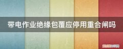 带电作业需要停用重合闸含已处于 带电作业绝缘包覆应停用重合闸吗