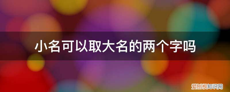 两个儿子怎么取小名 小名可以取大名的两个字吗