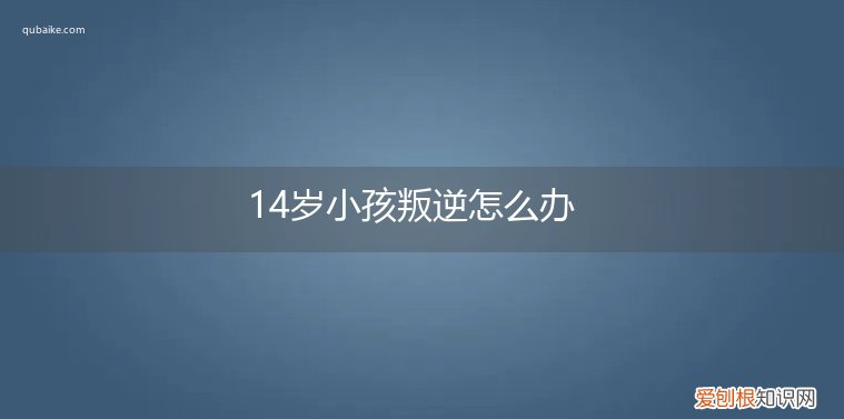 14岁小孩叛逆怎么办呀 14岁小孩叛逆怎么办