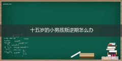 十四五岁的男孩叛逆期应该怎么办 十五岁的小男孩叛逆期怎么办