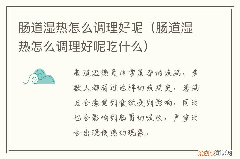 如何治疗肠道湿热 肠道湿热怎么调理好呢
