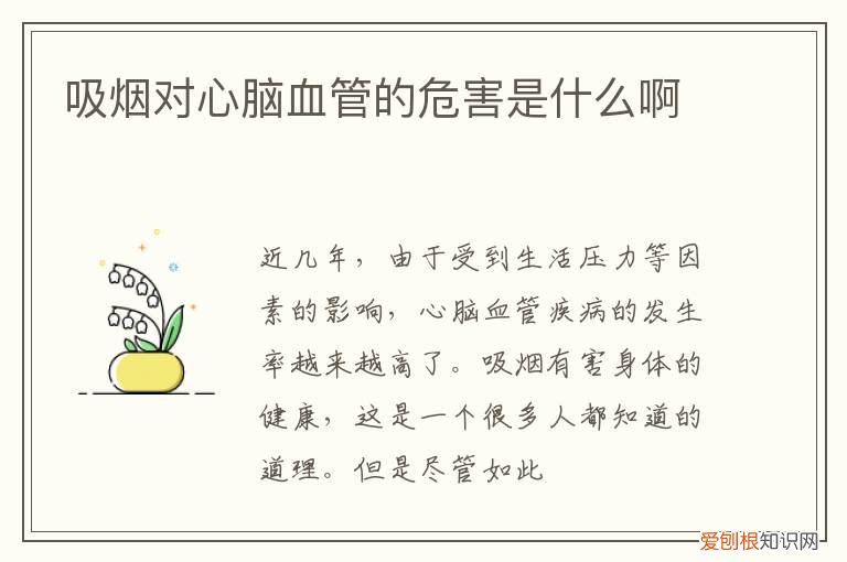 抽烟对心脑血管病有什么害处 吸烟对心脑血管的危害是什么啊