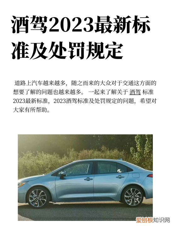 酒驾的标准，酒驾处罚2023最新标准